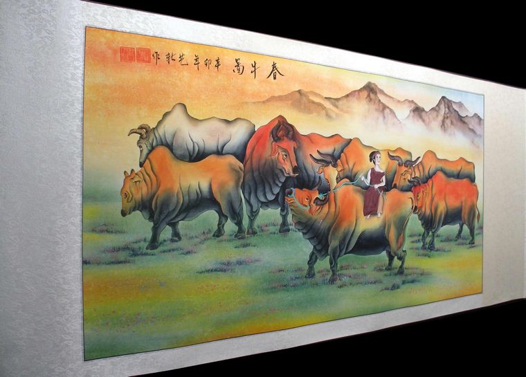 工筆畫春牛圖